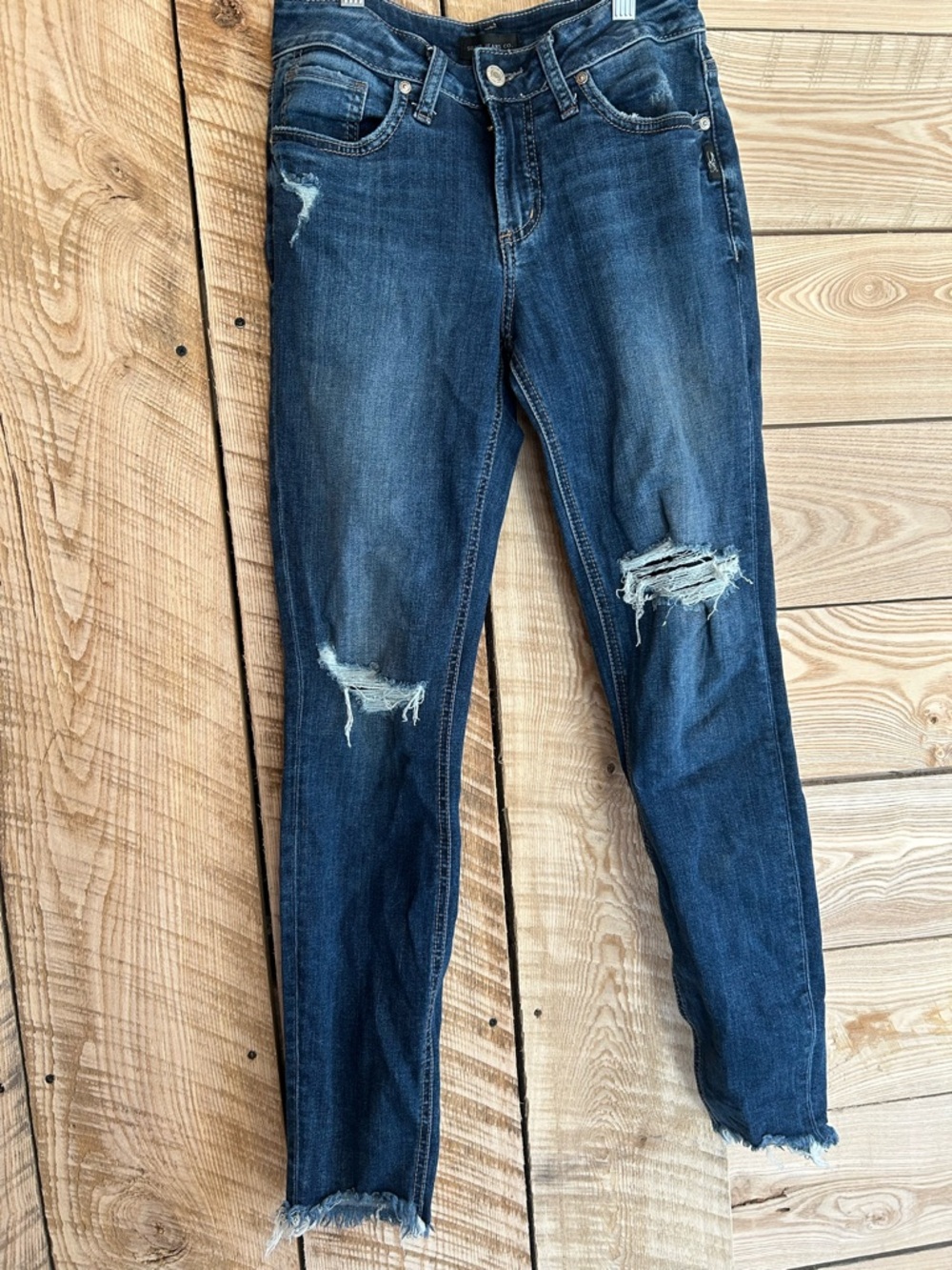 Dark Blue Distressed Women's Skinny Jeans